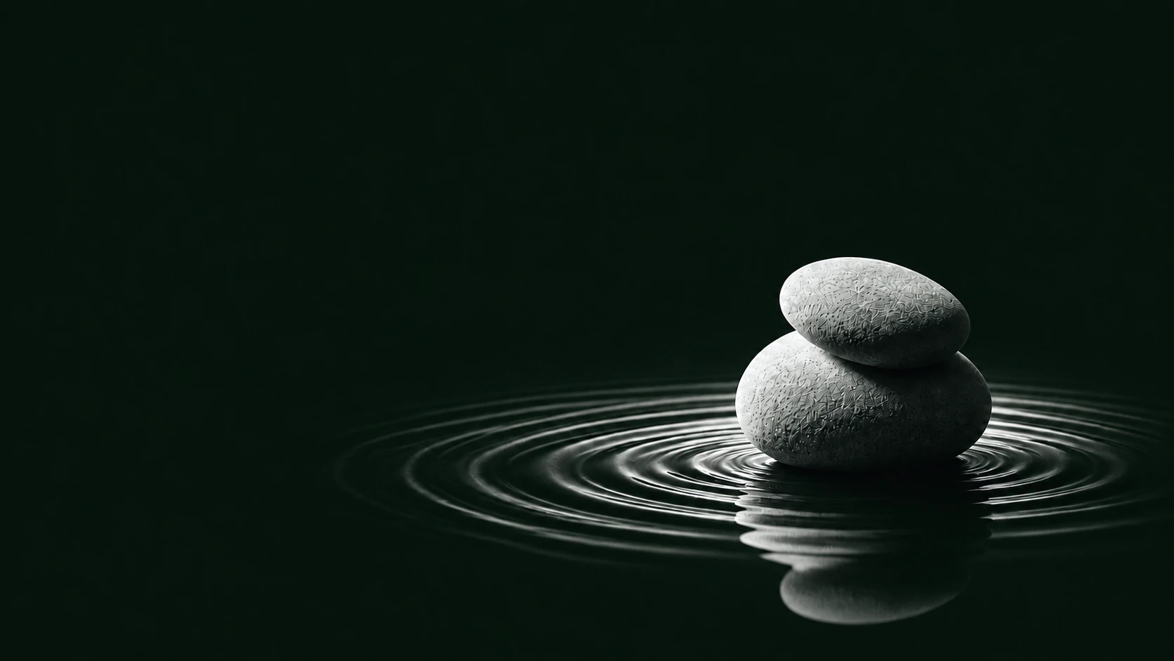 Deux galets en équilibre sur l'eau